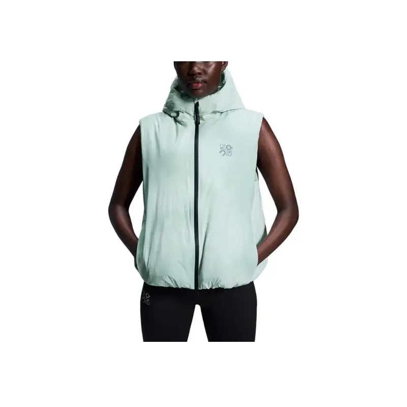 ON Running Su X Loewe Collaborati Gilet Piumino Logo Cappuccio Semplice Senza Maniche Donna Gilet Azzurro Chiaro 1WE12822919