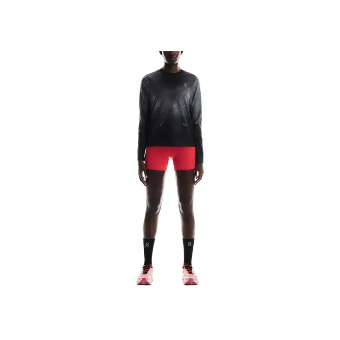 ON Running T-shirt Sportiva On Pace in Rete con Gradiente, Manica Lunga, Girocollo, Top da Donna, Nero 1WF11040553