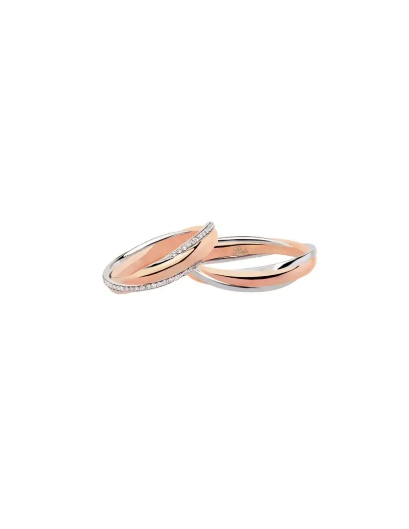 Oro Fashion Fede nuziale POLELLO in Oro bicolore 18kt con Diamante - D2833DBR