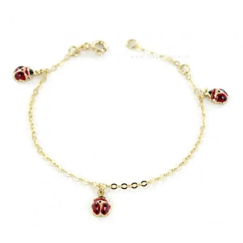 orobimbi bracciale da bambina in oro 9 kt con charms coccinelle