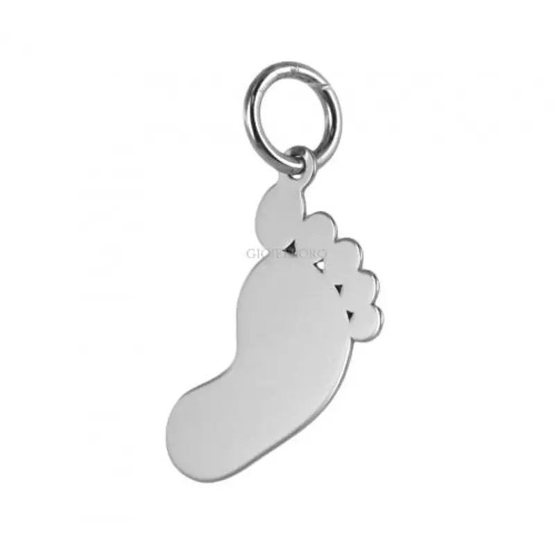 orobimbi ciondolo a forma di piedino di bambino in oro bianco