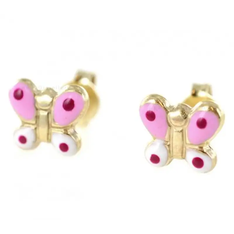 orobimbi orecchini da bambina in oro 9 kt con farfalle e smalto colorato