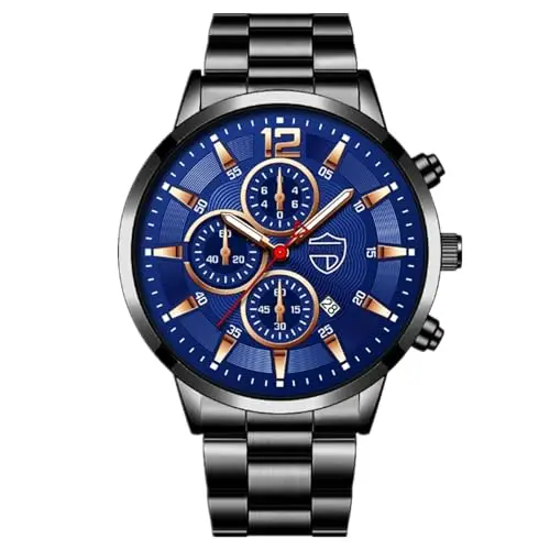 Generic Orologio da uomo in acciaio inossidabile alla moda, personalità, quadrante grande con calendario, orologio al quarzo