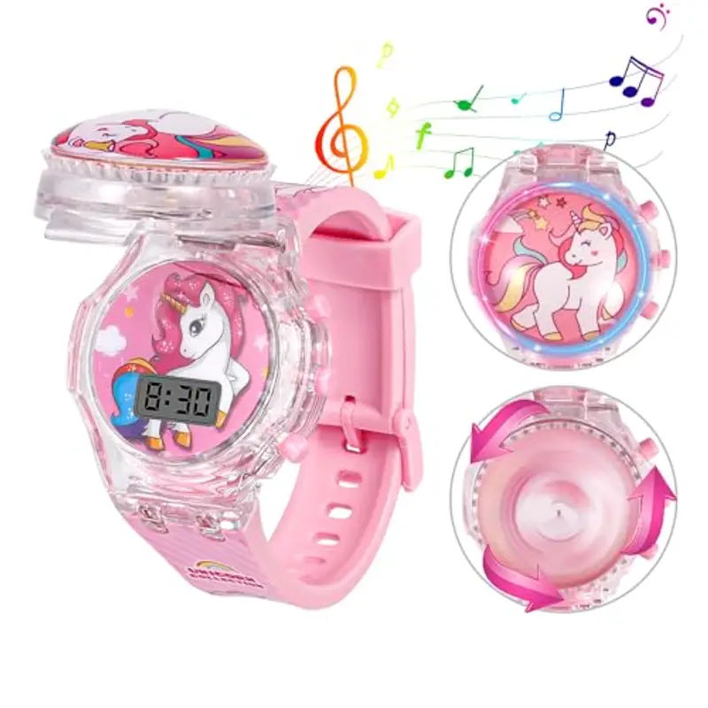 Vspek Orologio Digitale per Bambini Orologi Ragazza con 3D Cartone Animato Cinturino Cartoni 3D Retroilluminazione Elettronicamente