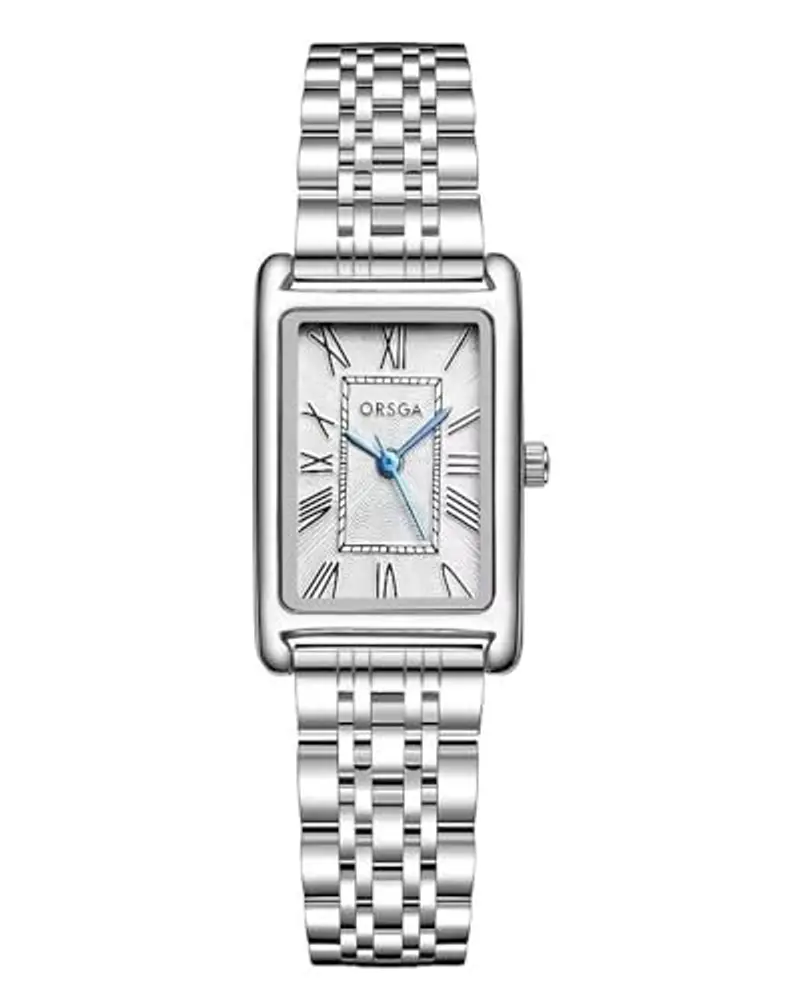 CIVO Orologio Donna Acciaio Argento Rettangolare - Classico Orologio da Polso Donna Elegante Analogico Quarzo Orologio da Donna Numeri