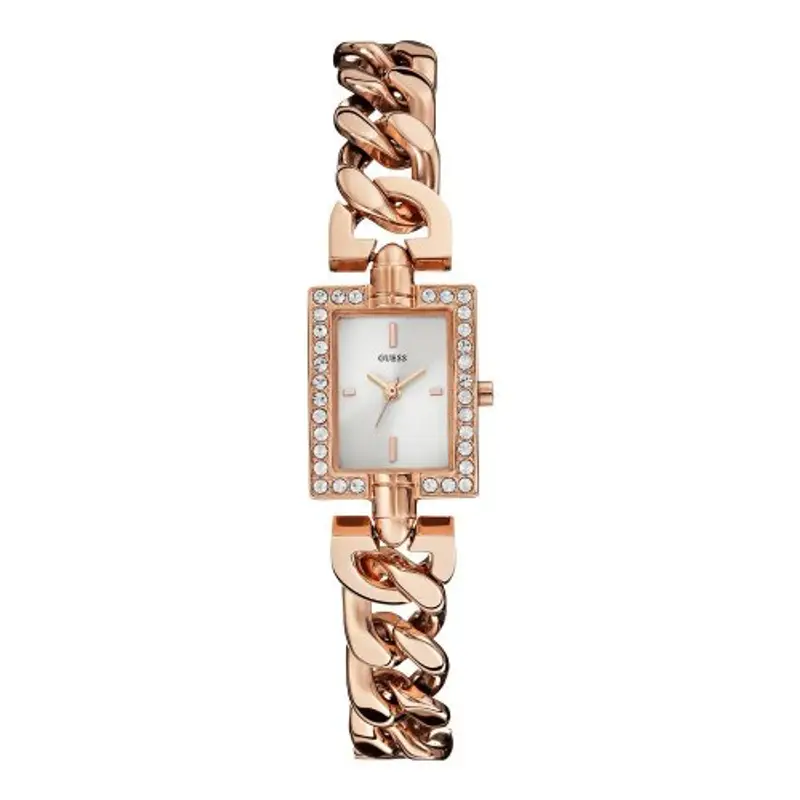 Guess Orologio da donna in acciaio oro rosa Glamour Chain W0540L3