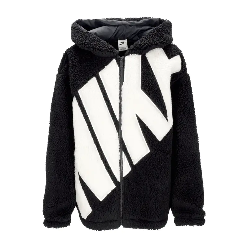 Nike Orsetto Donna W Sportswear Logo High-pile Jacket Black/sail