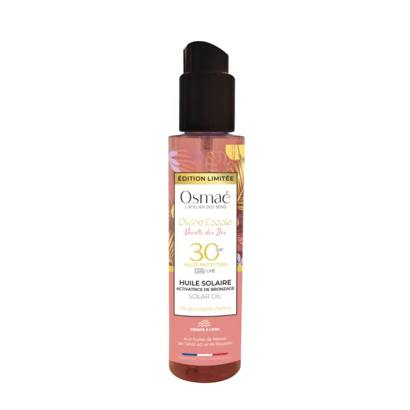 Osmae Osmaé l'Atelier des Sens - Divine Escale Vanille des Iles Olio Solare Attivatore di Abbronzatura SPF30 150mL