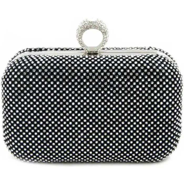Borsa Shopping Osvaldo Pericoli Clutch, Pochette rigida in strass Nero