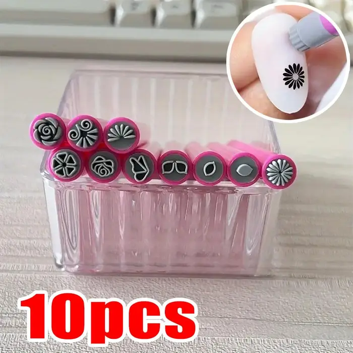 Set da 10 pezzi per nail art, timbri per unghie fai da te, farfalle floreali, graffiti, strumenti per punteggiare le unghie, lucidatura, pittura, disegno, manicure 10pcs