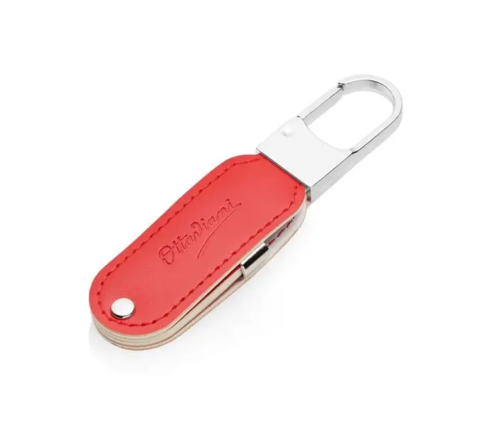 OTTAVIANI Portachiavi In Pelle Rossa C/Chiavetta Usb 16Gb