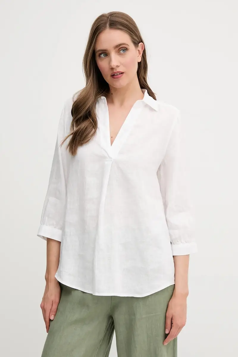 Oui maglietta di lino donna colore bianco 92941