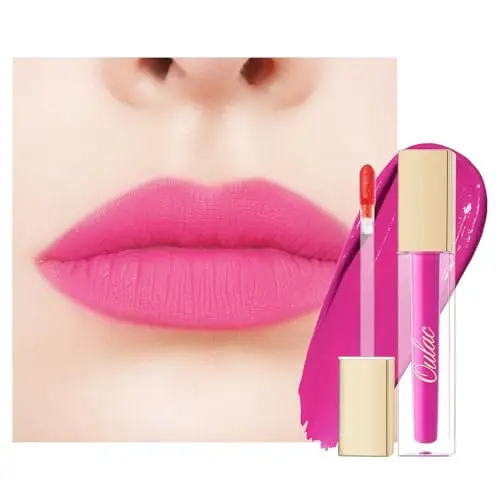 oulac Rossetto Liquido Matte, Fucsia Rossetti Colore Intenso, Tinta Labbra Finish Matte, Lunga Tenuta, Ricco di