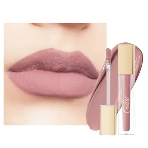 oulac Rossetto Liquido Matte, Rosa Nudo Rossetti Colore Intenso, Tinta Labbra Finish Matte, Lunga Tenuta, Ricco di