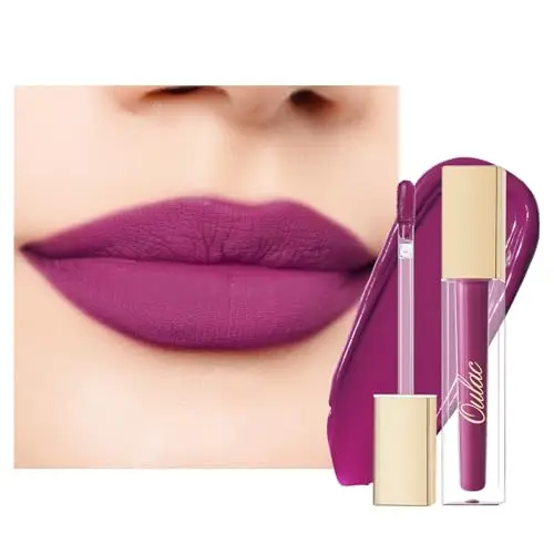 oulac Rossetto Liquido Matte, Viola Rossetti Colore Intenso, Tinta Labbra Finish Matte, Lunga Tenuta, Ricco di vitamina
