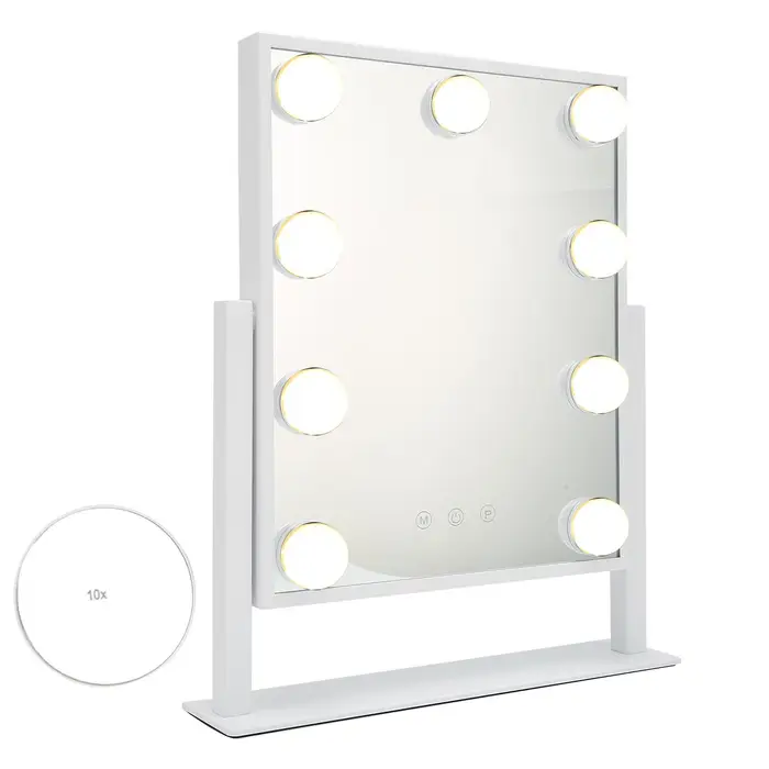 Specchio per Trucco con 9 Luci LED Specchio Cosmetico Specchio con Illuminazione a 3 Modalità Ingrandimento 10x EU Plug
