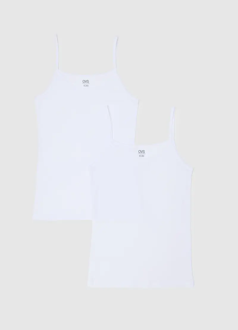 OVS Bipack Canottiere In Cotone Elasticizzato Bianco Regular Fit, Donna, Bianco