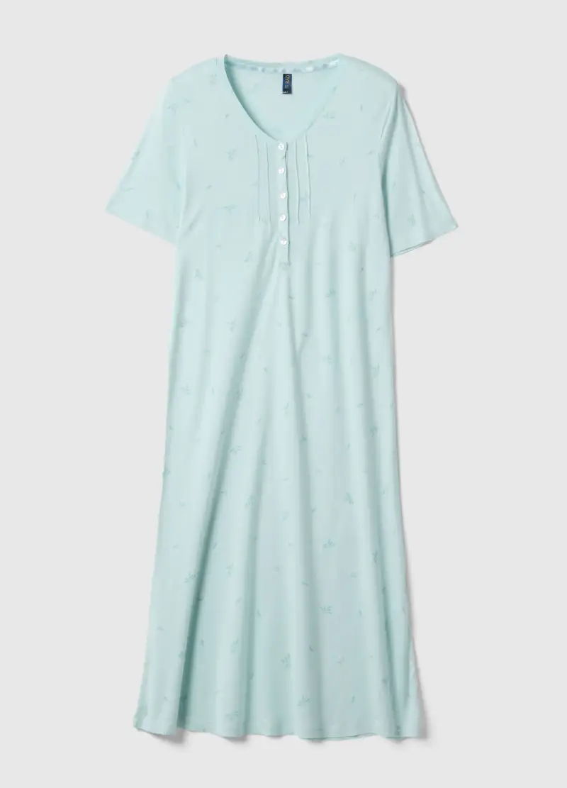 OVS Camicia Da Notte In Pura Viscosa Azzurra Regular Fit, Donna, Azzurro