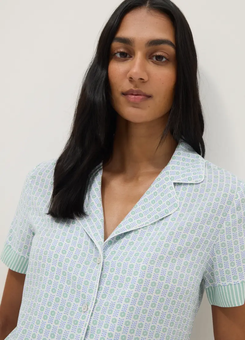 OVS Camicia Da Pigiama In Pura Viscosa Multicolor Regular Fit Con Fantasia, Donna, Multicolor