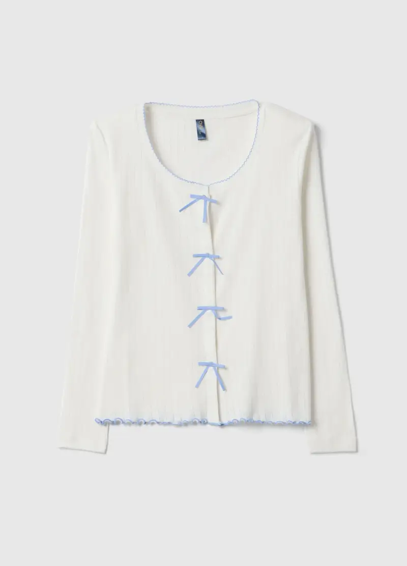 OVS Camicia Da Pigiama In Puro Cotone Bianca Regular Fit Con Ricami, Donna, Bianco