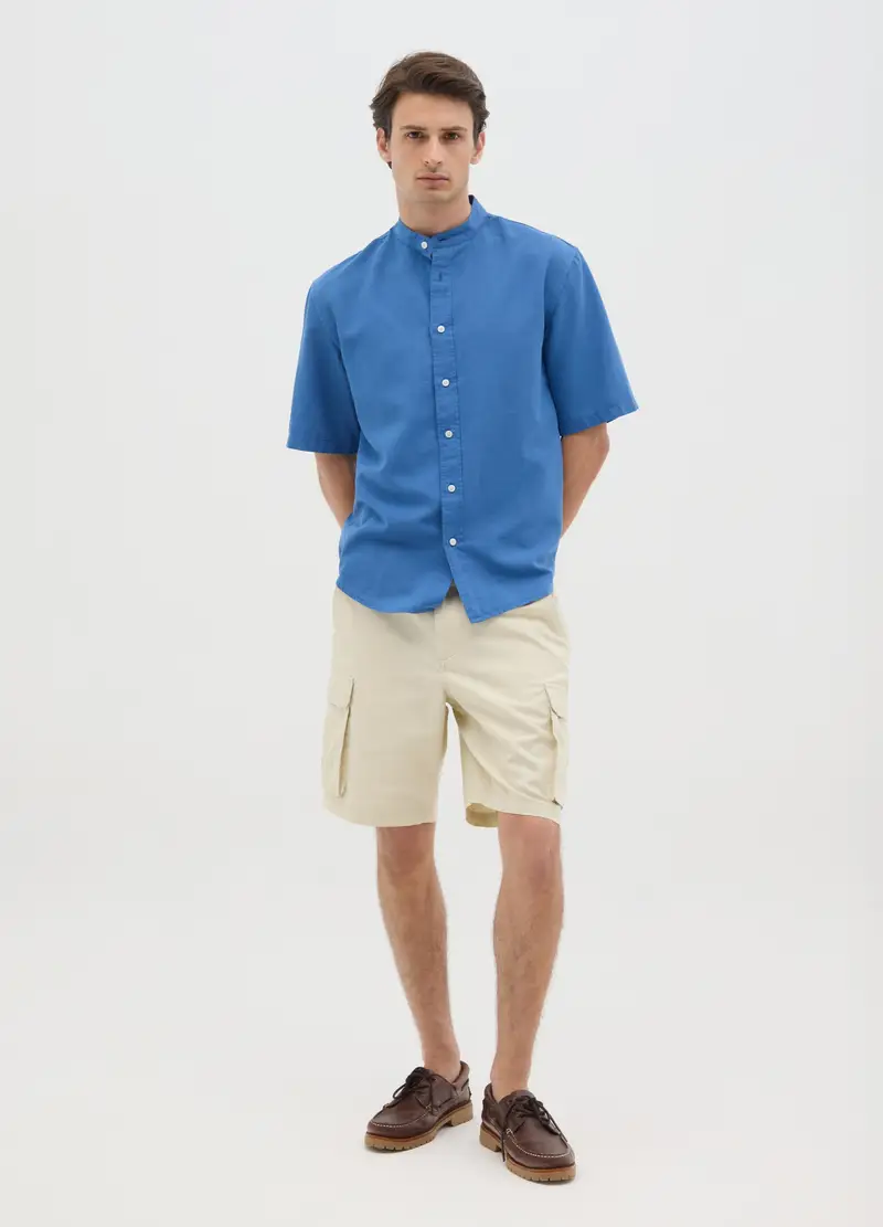 OVS HOUSEBRAND OVS, Camicia Da Uomo In Misto Cotone Blu Regular Fit, Blu