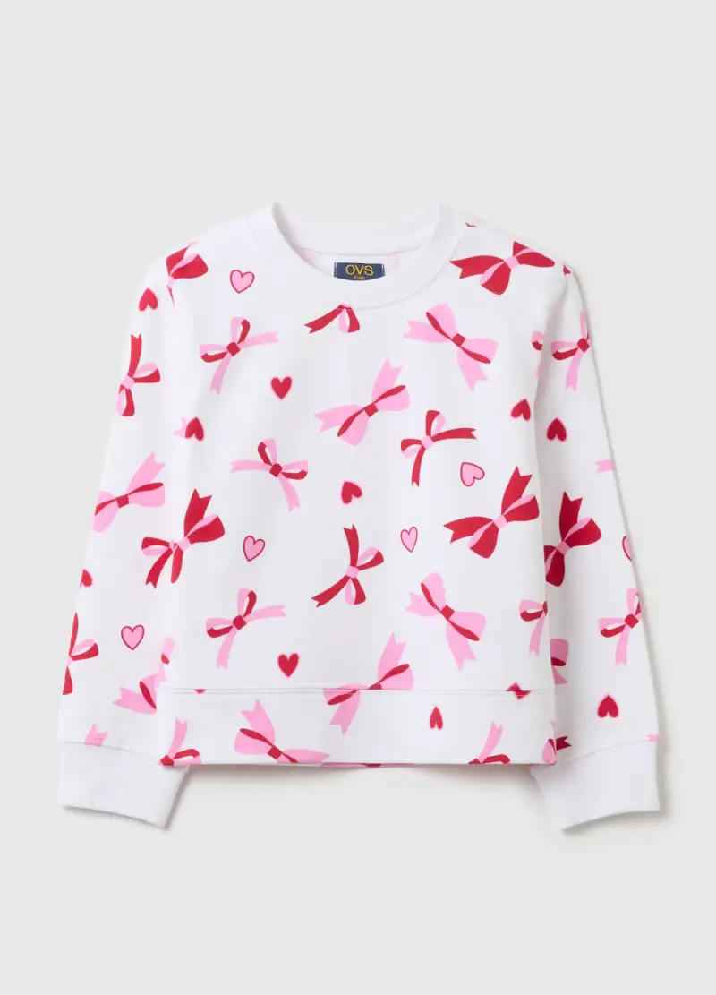 OVS Felpa In French Terry Con Stampa, Bambina, Bianco