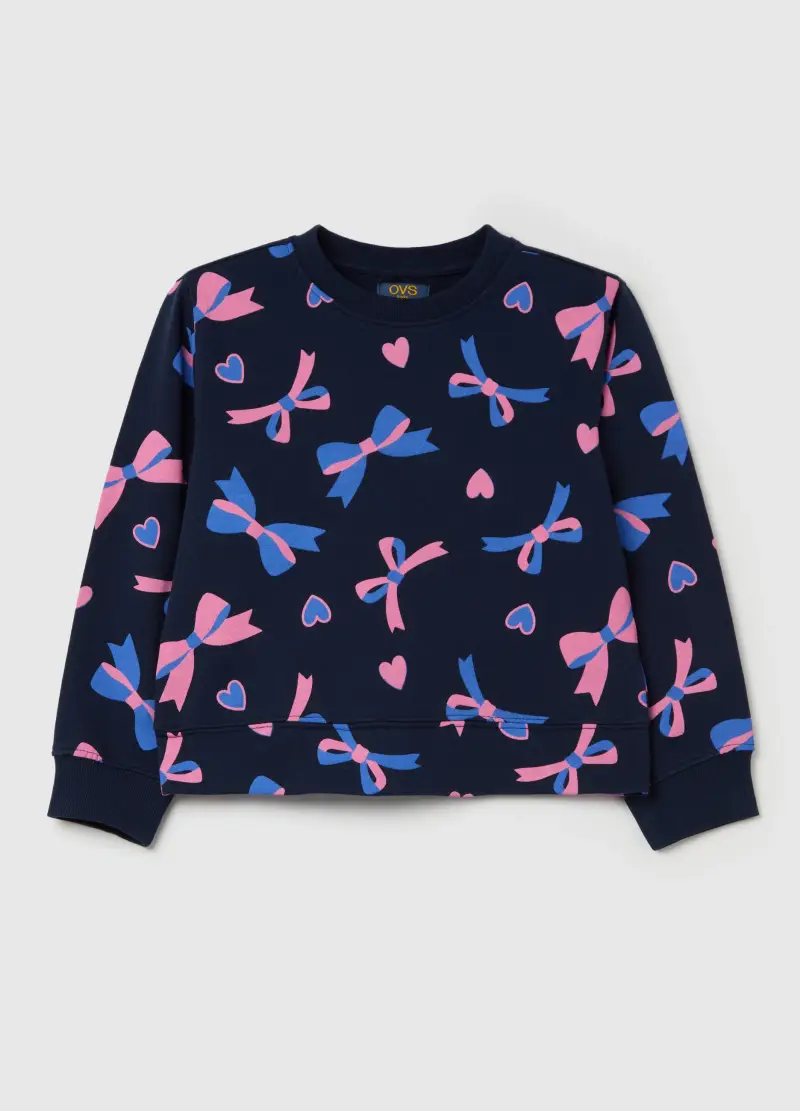 OVS Felpa In French Terry Con Stampa, Bambina, Blu