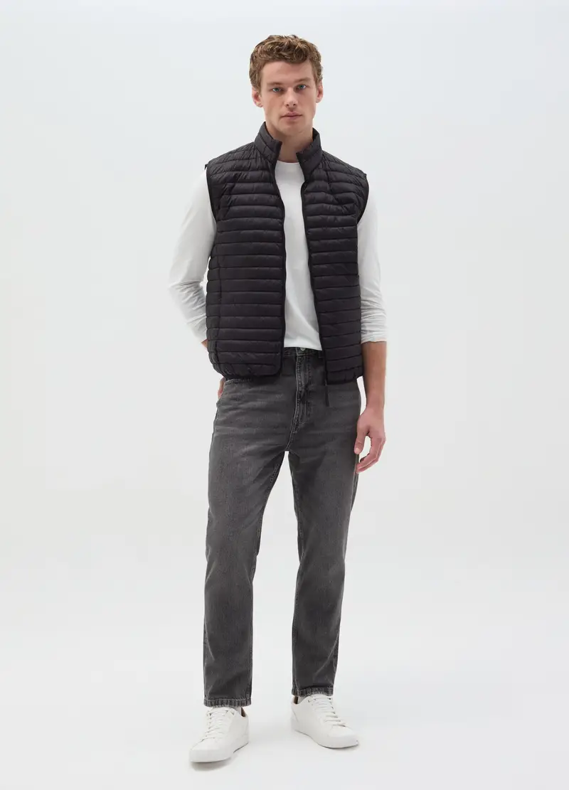 OVS Gilet Essential Full-zip Ultralight, Uomo, Nero