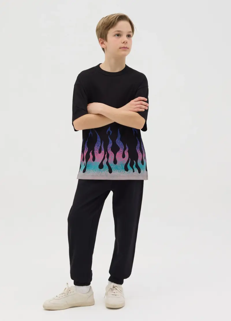 OVS Joggers Da Ragazzo In Puro Cotone Nero Regular Fit, Bambino, Nero