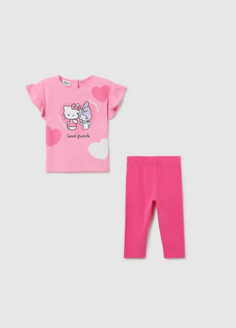 OVS Jogging Set Stampa Glitter Hello Kitty E My Melody, Bambina, Rosa, Taglia: 9
