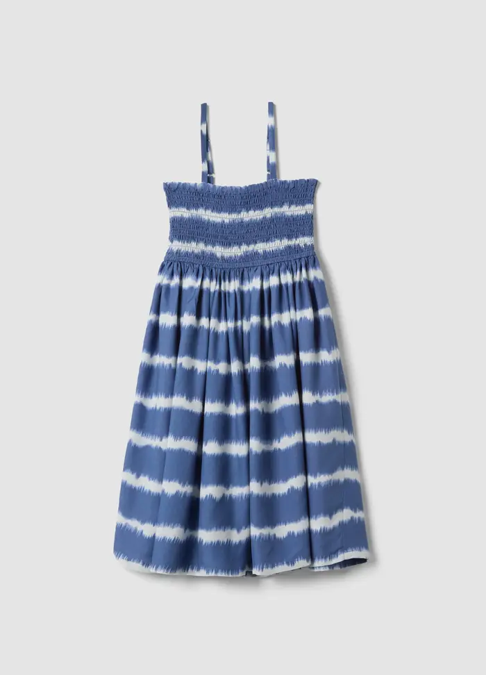 OVS KIDS Abito Blu Da Ragazza A Righe Con Spalline In Pura Viscosa Wide Fit, Bambina, Bianco