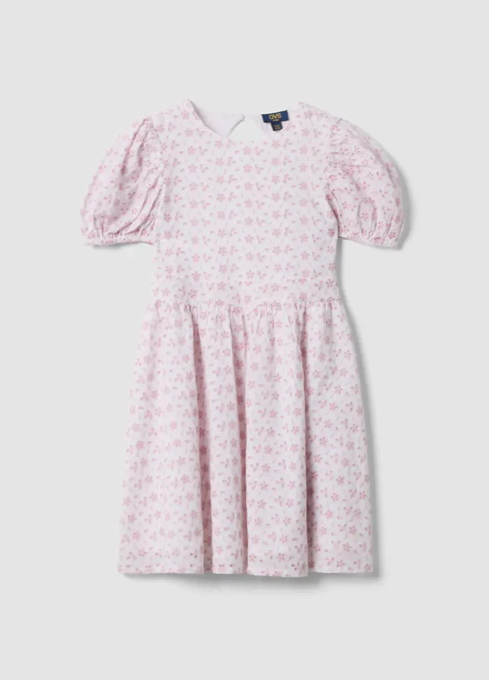 OVS KIDS Abito Rosa In Puro Cotone Con Ricamo Sangallo, Bambina, Rosa