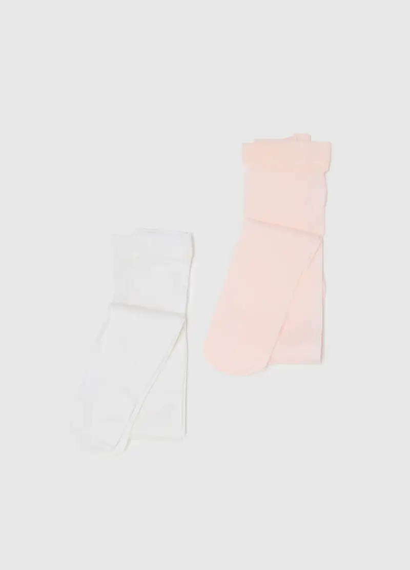 OVS KIDS Bipack Collant Bianco e Rosa per Bambina