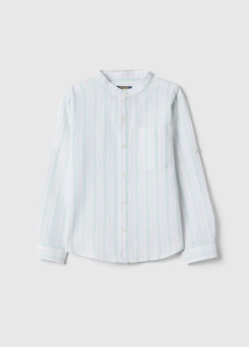 OVS KIDS Camicia In Misto Lino A Righe Multicolor Da Bambino Regular Fit, Multicolor