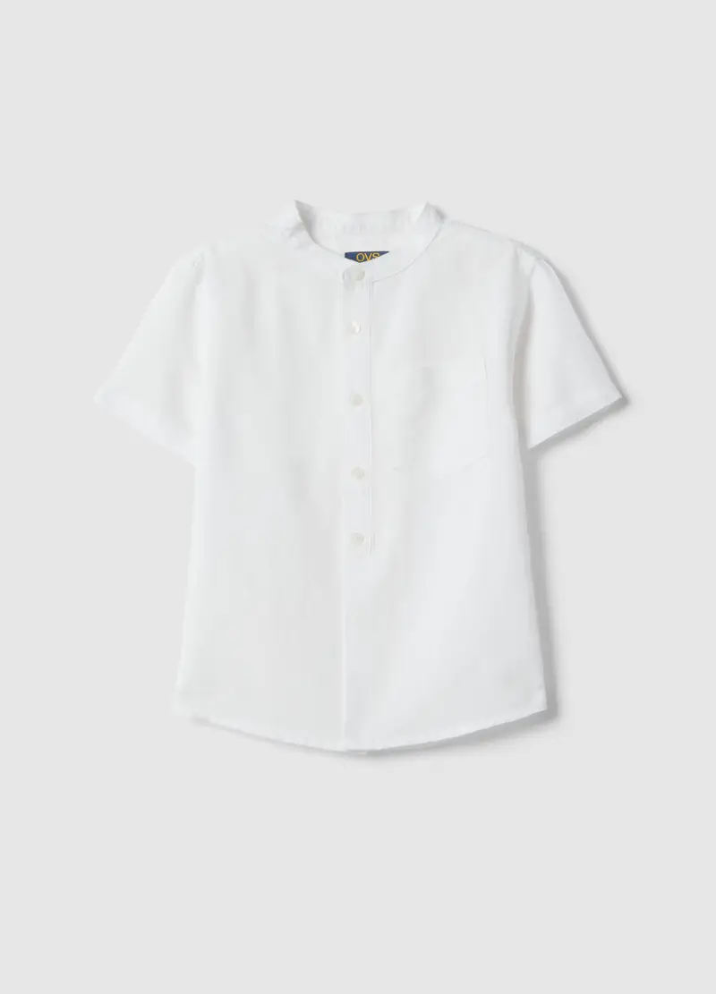 OVS KIDS Camicia In Misto Lino E Cotone Bianca Da Bambino Regular Fit, Bianco