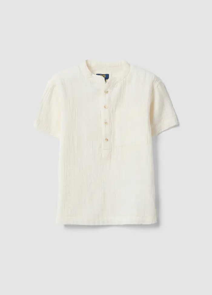 OVS KIDS Camicia In Puro Cotone Bianca Da Bambino Regular Fit Con Bottoni, Bianco