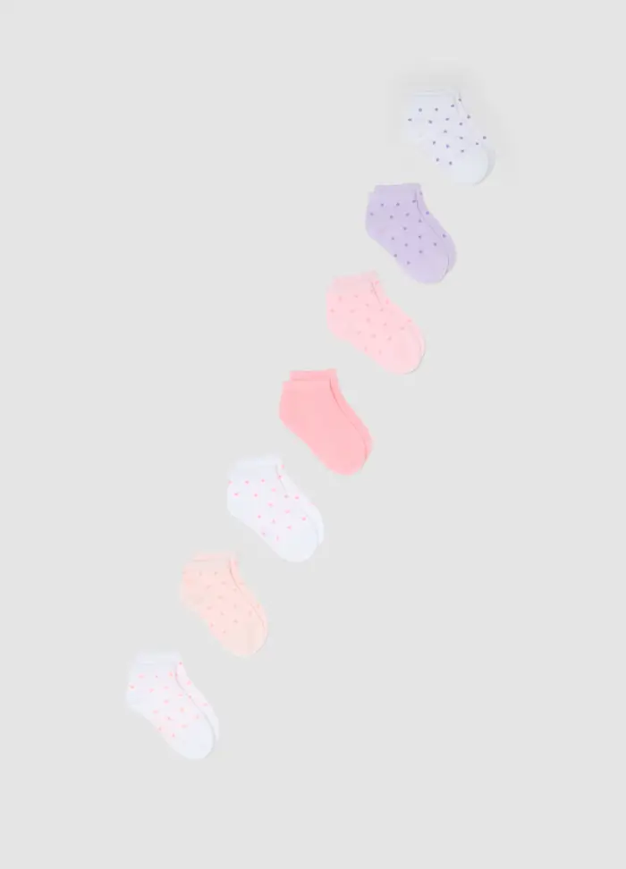 Multipack Calze Alla Caviglia In Misto Cotone Multicolor Da Bambina, Multicolor