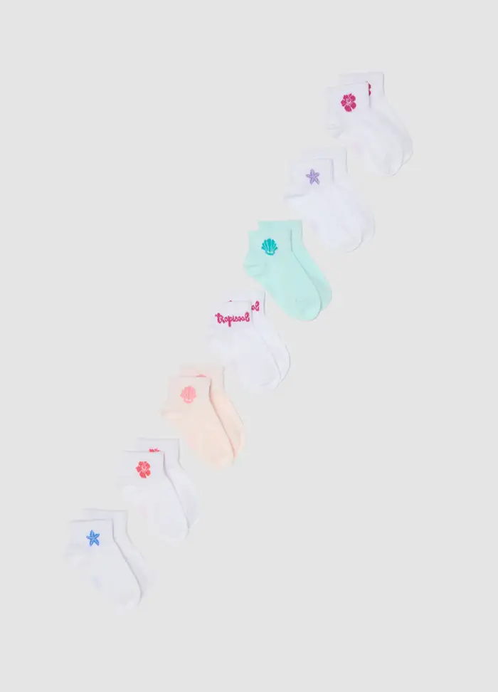 Multipack Calze In Misto Cotone Elasticizzato Multicolor Da Bambina, Multicolor