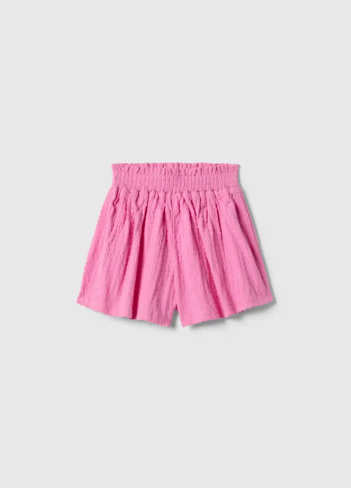 Pantaloncini In Cotone Elasticizzato Rosa Da Bambina Regular Fit, Rosa