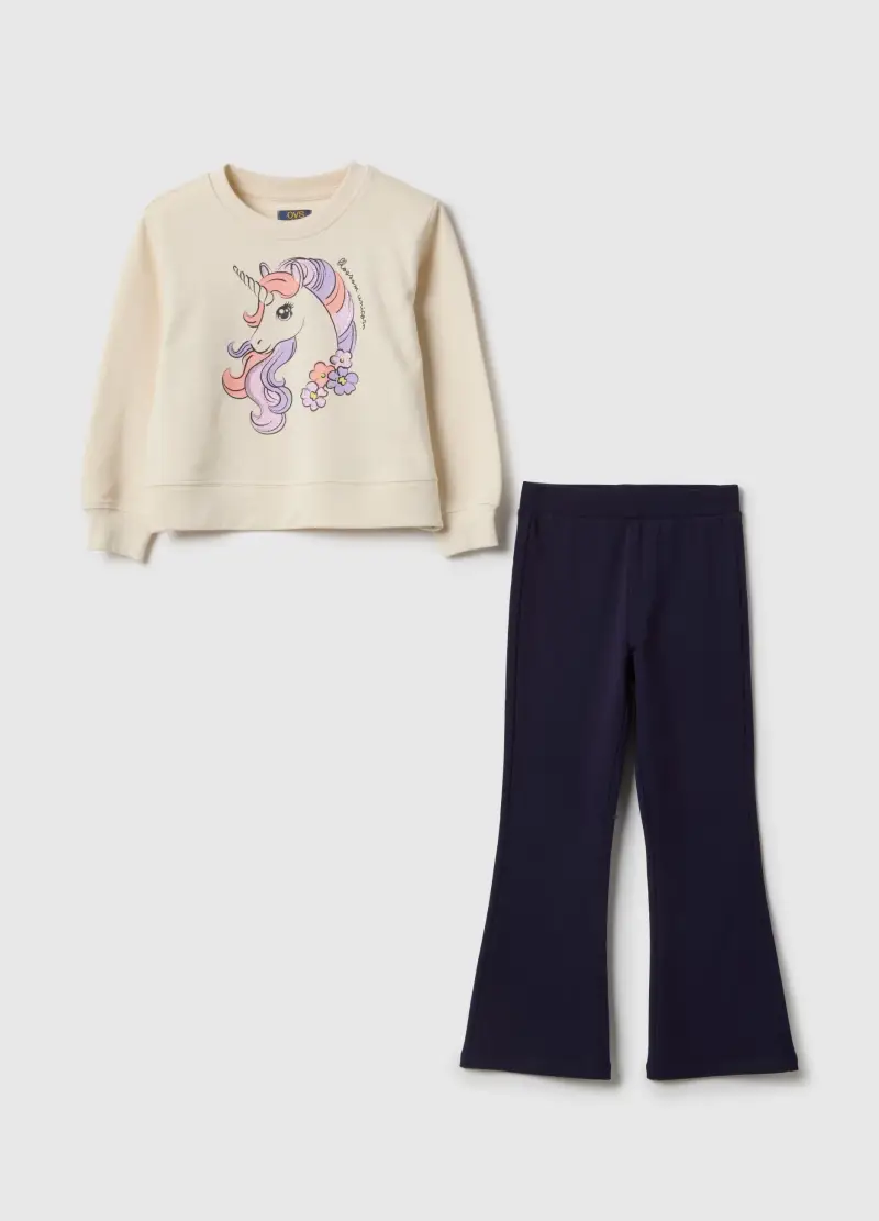 OVS KIDS Set Felpa Joggers In Puro Cotone Multicolor Da Bambina Regular Fit, Beige