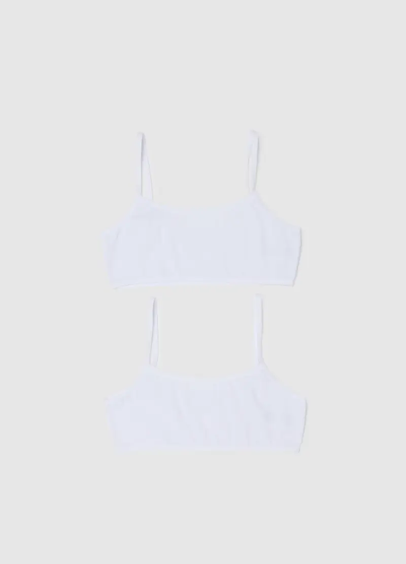 OVS KIDS Set Tripack Reggiseni Da Ragazza In Cotone Bianco Elasticizzato, Bambina, Bianco