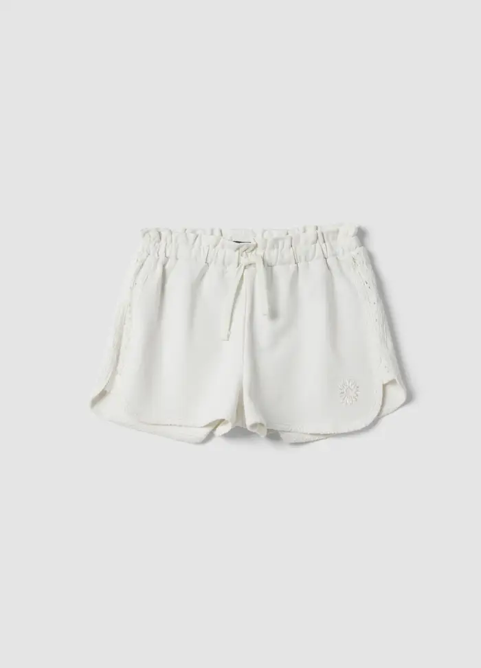 OVS KIDS Shorts Bianchi In Puro Cotone Da Ragazza Regular Fit Con Pizzo, Bambina, Bianco