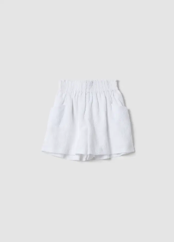 OVS KIDS Shorts Bianchi In Tessuto Elasticizzato Con Vita Elastica Regular Fit Da Bambina, Bianco