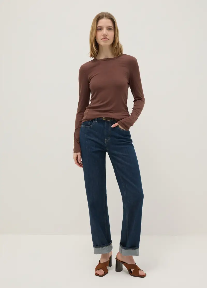 OVS Maglia In Modal Elasticizzato Marrone Regular Fit, Donna, Marrone