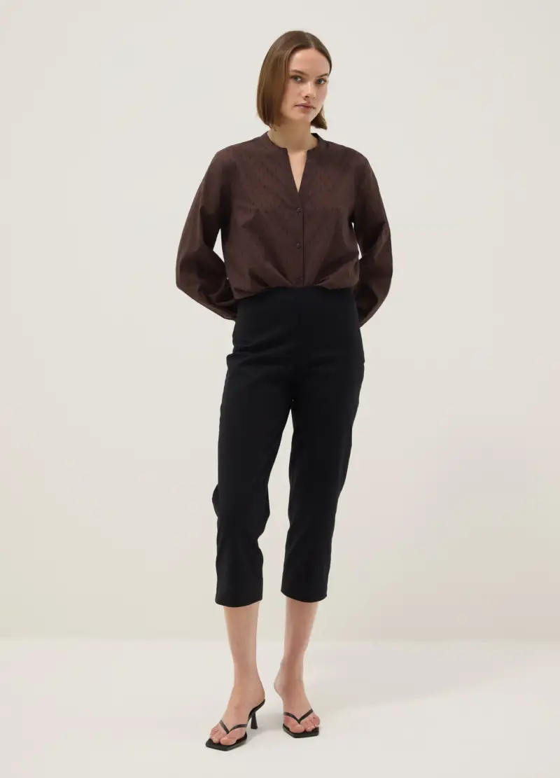 OVS Pantaloni Alla Caviglia In Cotone Elasticizzato Neri Slim Fit, Donna, Nero