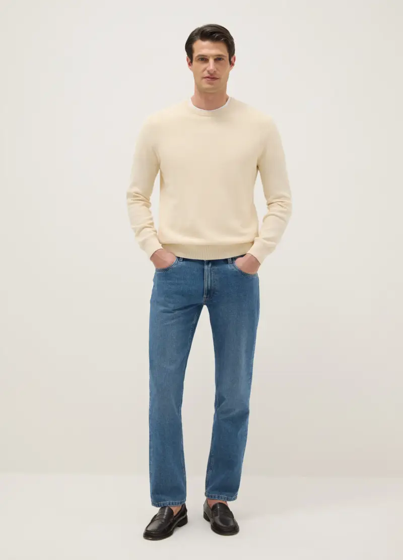 OVS Pantaloni Blu In Misto Cotone Regular Fit, Uomo, Denim