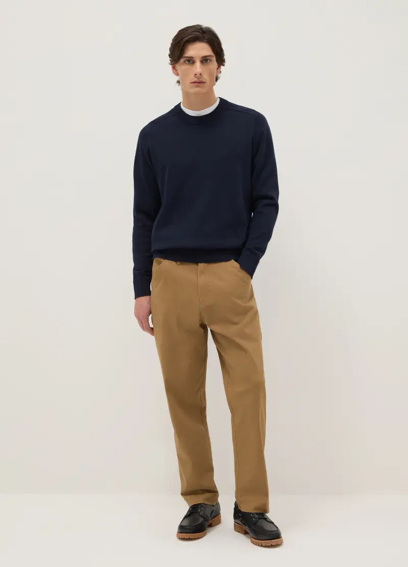 OVS Pantaloni Chino In Cotone Elasticizzato Marroni Slim Fit, Uomo, Marrone