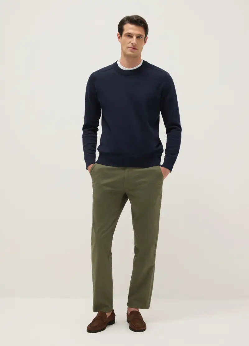 OVS Pantaloni Chino In Cotone Elasticizzato Verde Regular Fit, Uomo, Verde