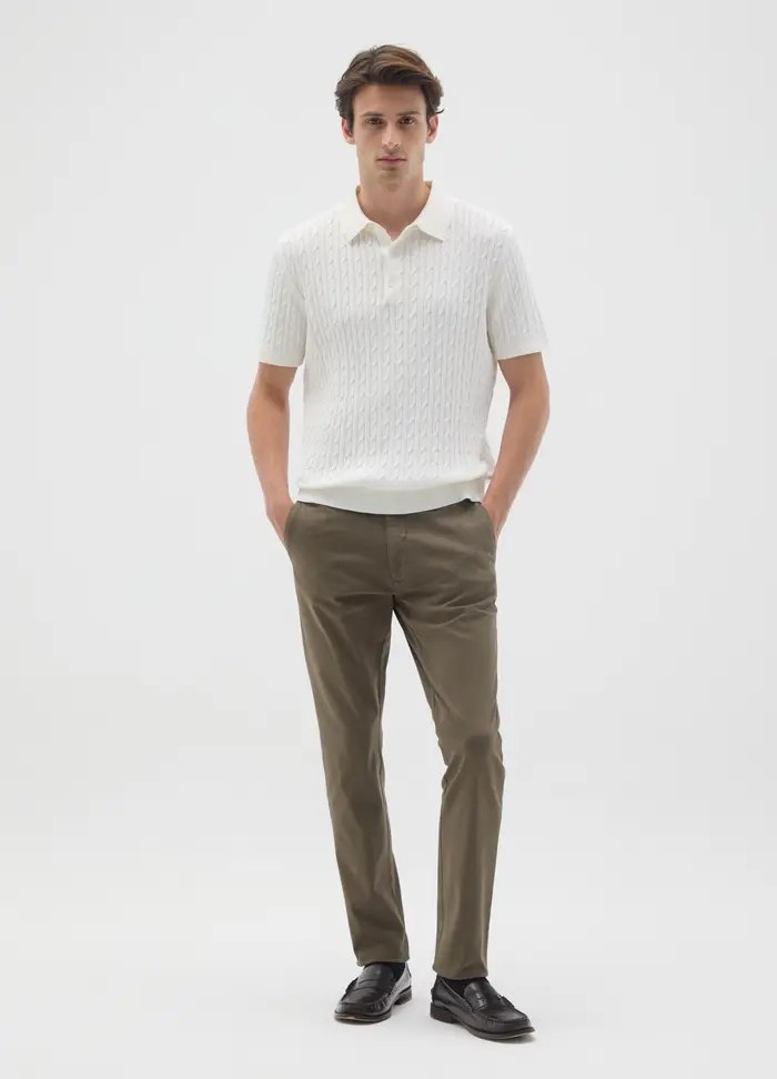 OVS Pantaloni In Cotone Elasticizzato Verde Regular Fit, Uomo, Verde