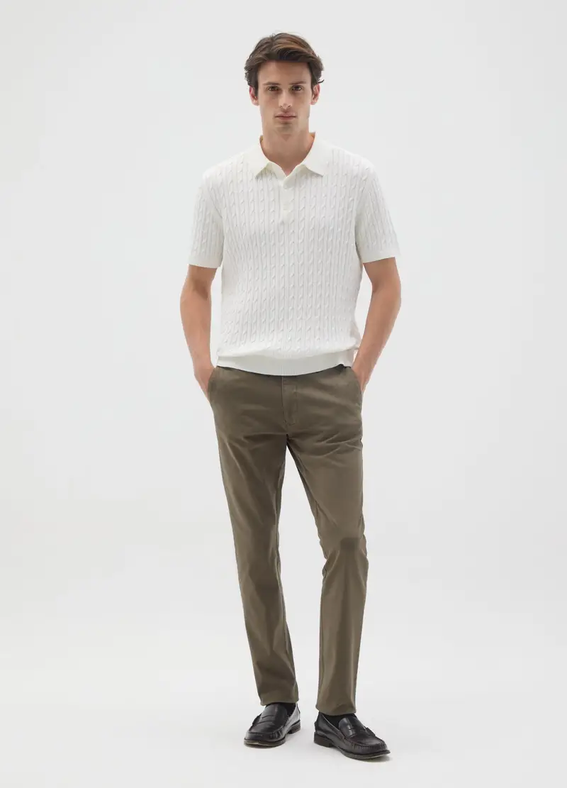 OVS HOUSEBRAND OVS, Pantaloni In Cotone Elasticizzato Verde Regular Fit, Uomo, Verde